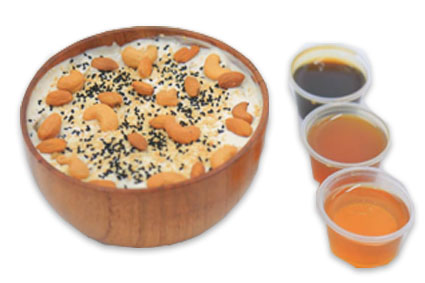 فتة البر الأسمر بعسل المراعي والقشطة والمكسرات